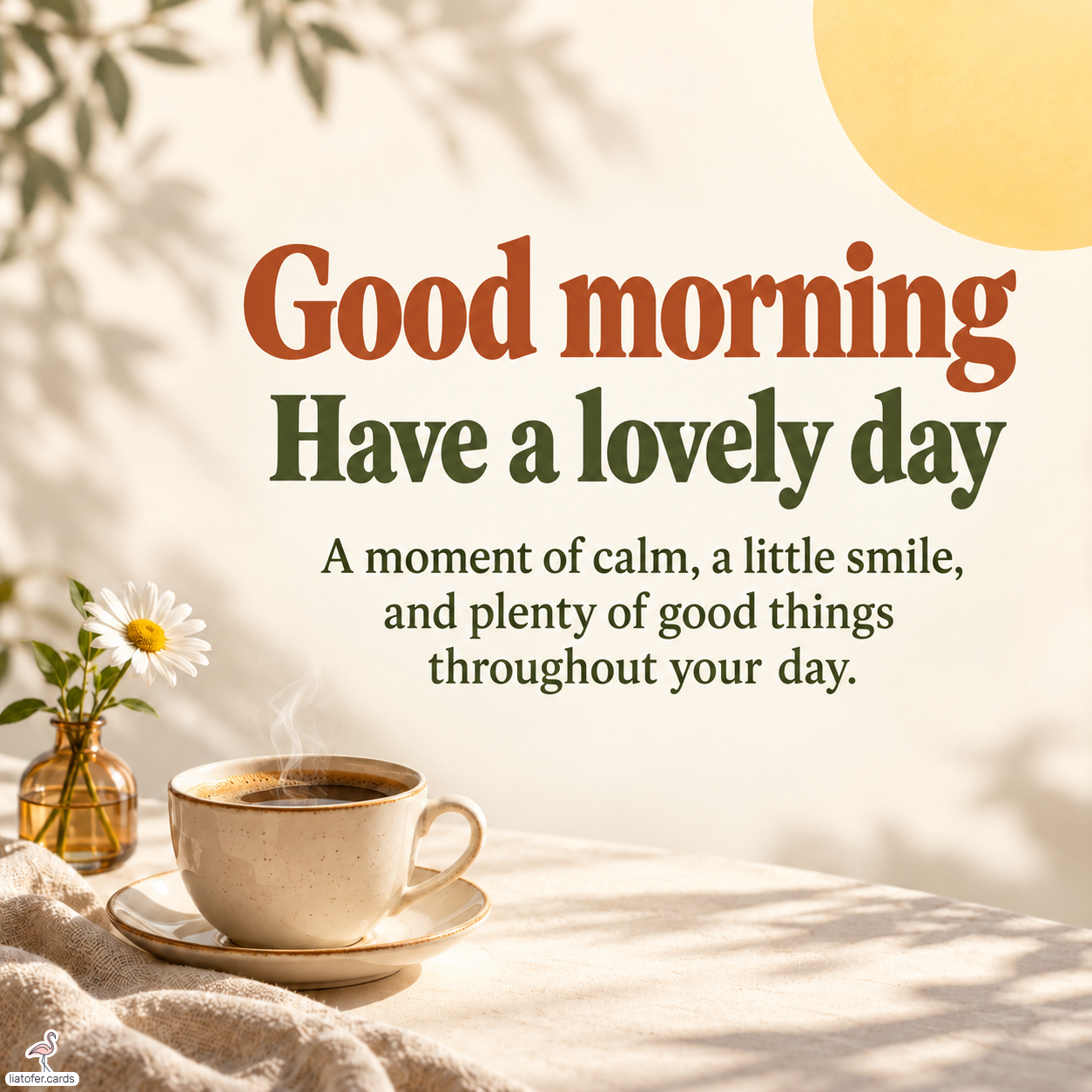 Good Morning Card with Coffee & Daisies – Have a Lovely Day