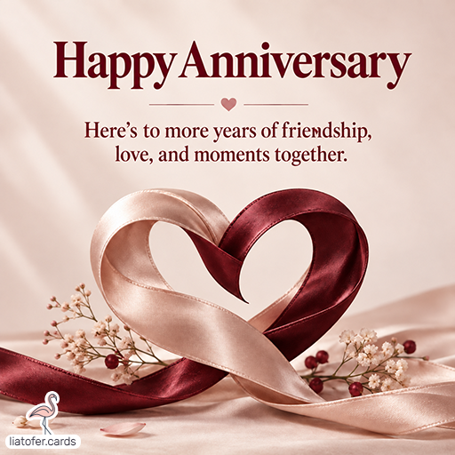 Happy Anniversary Card with a Satin Ribbon Heart